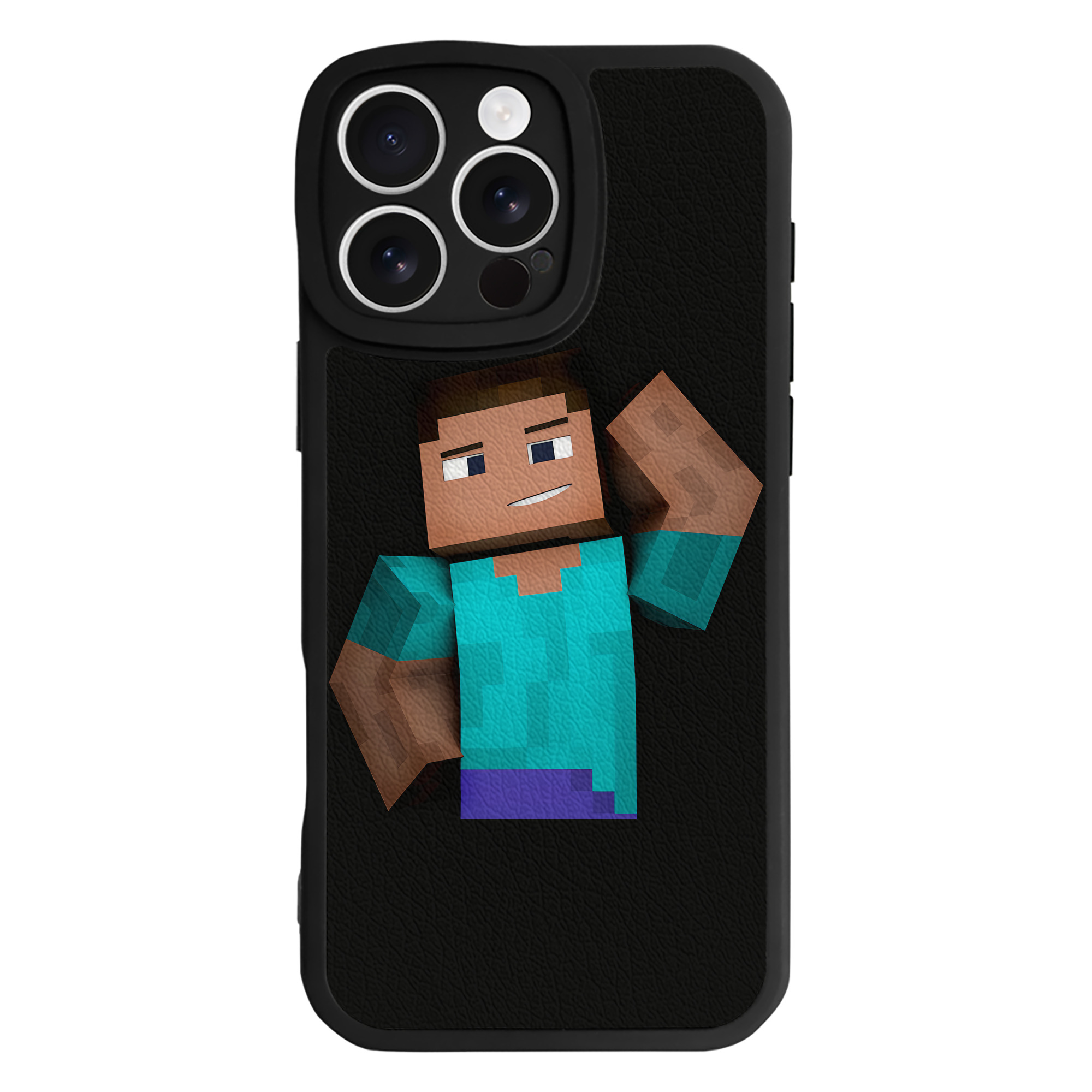 （画像用） マインクラフト ブロックの世界 Minecraft MC Block world 【iPhone 16シリーズ対応】シリコンスマホケース（レザー調） 材質：シリコン